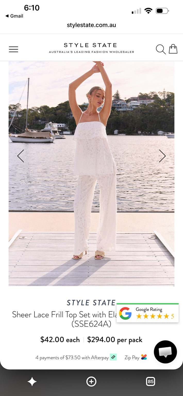 Sheer Lace Frill Top & Pant Set